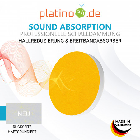 7 Akustik Schallabsorber aus Basotect ® G+ / Kreis Colore-Set Granitgrau + Sonnengelb