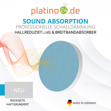 7 Akustik Schallabsorber aus Basotect ® G+ / Kreis Colore-Set Granitgrau + Hellblau