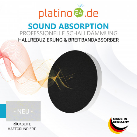 7 Akustik Schallabsorber aus Basotect ® G+ / Kreis Colore-Set Granitgrau + Schwarz