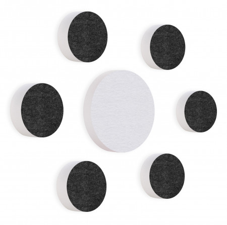 7 Akustik Schallabsorber aus Basotect ® G+ / Kreis Colore-Set Anthrazit + Weiß
