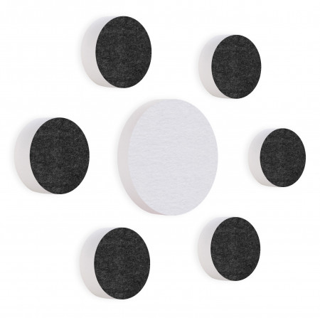 7 Acoustic sound absorbers made of Basotect ® G+ / Circular Colore-Set anthracite - white