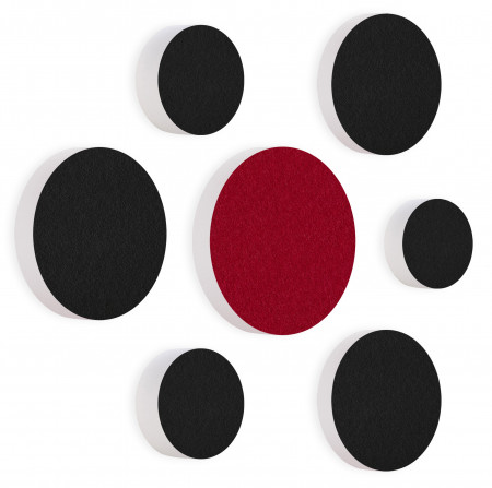 7 Acoustic sound absorbers made of Basotect ® G+ / Circular Colore-Set black - bordeaux