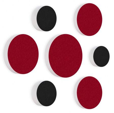 7 Acoustic sound absorbers made of Basotect ® G+ / Circular Colore-Set black - bordeaux