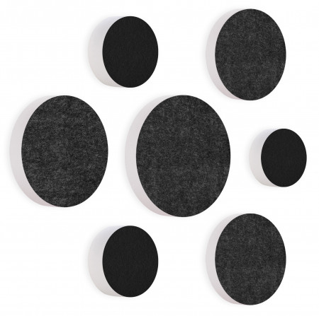 7 Akustik Schallabsorber aus Basotect ® G+ / Kreis Colore-Set Schwarz + Anthrazit
