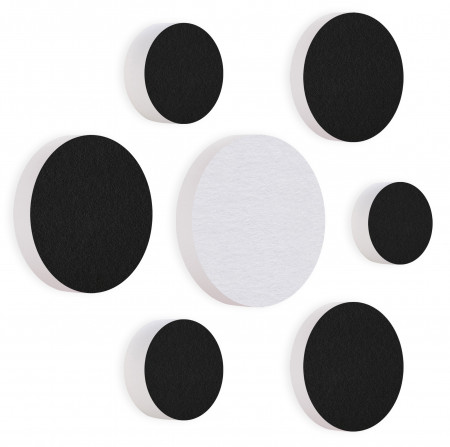 7 Akustik Schallabsorber aus Basotect ® G+ / Kreis Colore-Set Schwarz + Weiß