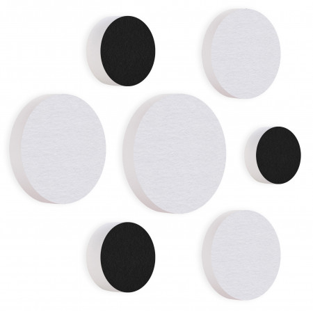 7 Acoustic sound absorbers made of Basotect ® G+ / Circular Colore-Set black - white