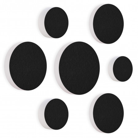 7 Akustik Schallabsorber aus Basotect ® G+ / Kreis Colore-Set Schwarz