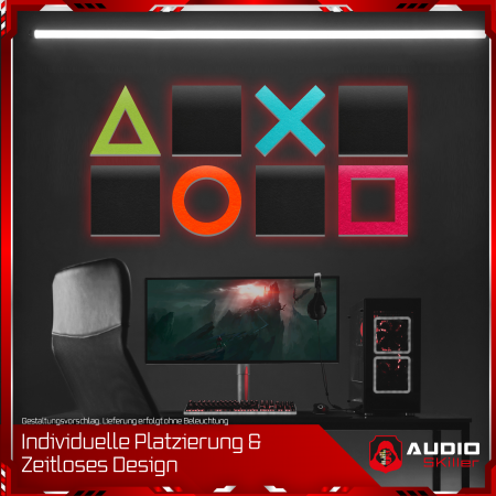 AUDIO SKiller 8 Schallabsorber Set #01 Level UP aus Basotect G+® mit Akustikfilz/Akustikverbesserung für Gamer, Streamer, Youtuber