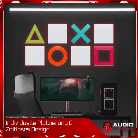 AUDIO SKiller 8 Schallabsorber Set #02 Level UP aus Basotect G+® mit Akustikfilz/Akustikverbesserung für Gamer, Streamer, Youtuber