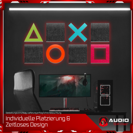 AUDIO SKiller 8 Schallabsorber Set #05 Level UP aus Basotect G+® mit Akustikfilz/Akustikverbesserung für Gamer, Streamer, Youtuber