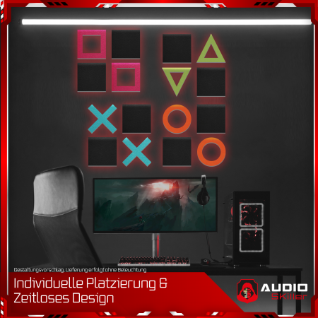 AUDIO SKiller 16 Schallabsorber Set #01 Level UP aus Basotect G+® mit Akustikfilz/Akustikverbesserung für Gamer, Streamer, Youtuber