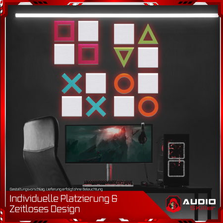 AUDIO SKiller 16 Schallabsorber Set #02 Level UP aus Basotect G+® mit Akustikfilz/Akustikverbesserung für Gamer, Streamer, Youtuber