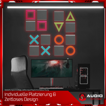 AUDIO SKiller 16 Schallabsorber Set #04 Level UP aus Basotect G+® mit Akustikfilz/Akustikverbesserung für Gamer, Streamer, Youtuber