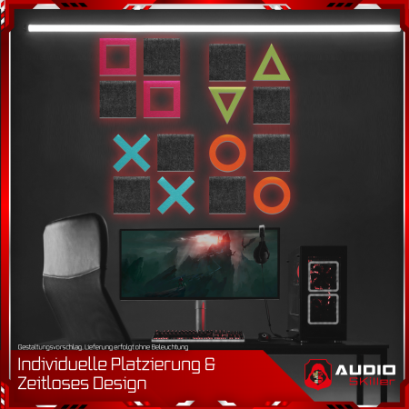 AUDIO SKiller 16 Schallabsorber Set #05 Level UP aus Basotect G+® mit Akustikfilz/Akustikverbesserung für Gamer, Streamer, Youtuber