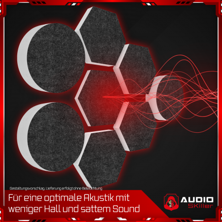 AUDIO SKiller 8 Schallabsorber Set LEVEL UP aus Basotect G+® mit Akustikfilz in Anthrazit/Akustikverbesserung für Gamer, Streamer, YouTuber