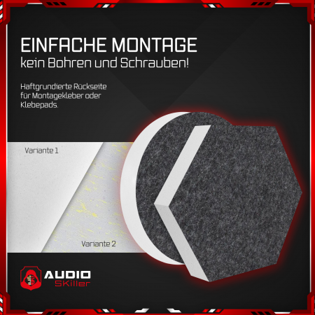 AUDIO SKiller 8 Schallabsorber Set LEVEL UP aus Basotect G+® mit Akustikfilz in Anthrazit/Akustikverbesserung für Gamer, Streamer, YouTuber