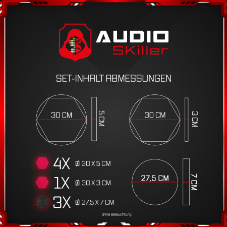 AUDIO SKiller 8 Schallabsorber Set LEVEL UP aus Basotect G+® mit Akustikfilz in Anthrazit+Fuchsia/Akustikverbesserung für Gamer, Streamer, YouTuber