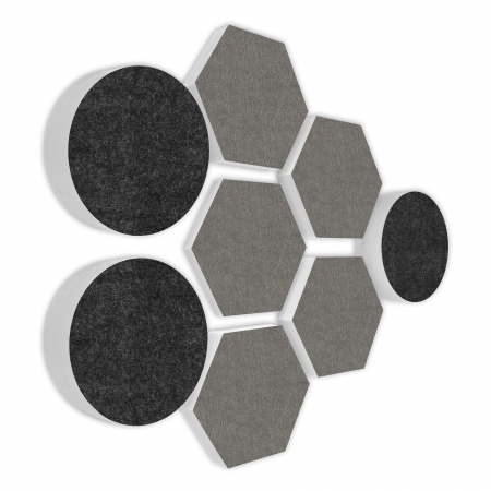 AUDIO SKiller 8 Sound Absorber Set LEVEL UP made of Basotect G+® with acoustic felt in anthracite+granite grey/acoustic improvement for gamers, streamers, YouTuber