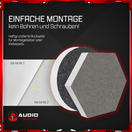 AUDIO SKiller 8 Schallabsorber Set LEVEL UP aus Basotect G+® mit Akustikfilz in Anthrazit+Granitgrau/Akustikverbesserung für Gamer, Streamer, YouTuber