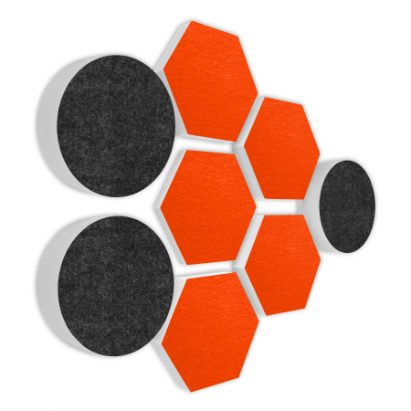 AUDIO SKiller 8 Sound Absorber Set LEVEL UP made of Basotect G+® with acoustic felt in anthracite+orange/acoustic improvement for gamers, streamers, YouTuber