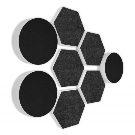 AUDIO SKiller 8 Sound Absorber Set LEVEL UP made of Basotect G+® with acoustic felt in black+anthracite/acoustic improvement for gamers, streamers, YouTuber