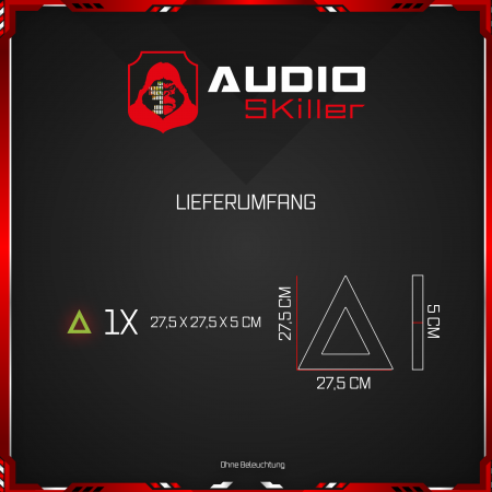 AUDIO SKiller 1 Schallabsorber Element Level UP Dreieck aus Basotect G+® mit Akustikfilz in Hellgrün/Akustikverbesserung für Gamer, Streamer, Youtuber