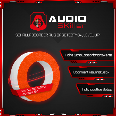 AUDIO SKiller 1 Schallabsorber Element Level UP Ronde aus Basotect G+® mit Akustikfilz in Orange/Akustikverbesserung für Gamer, Streamer, Youtuber