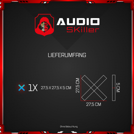 AUDIO SKiller 1 Schallabsorber Element Level UP X-Form aus Basotect G+® mit Akustikfilz in Türkis/Akustikverbesserung für Gamer, Streamer, Youtuber