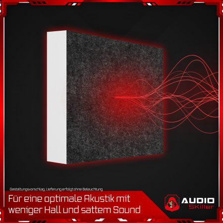 AUDIO SKiller 1 Schallabsorber Element Level UP Quadrat aus Basotect G+® mit Akustikfilz in Anthrazit/Akustikverbesserung für Gamer, Streamer, Youtuber