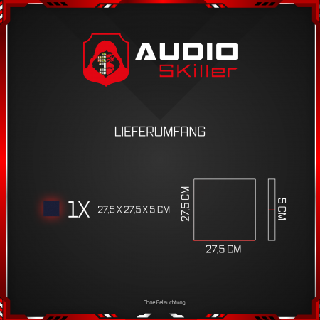 AUDIO SKiller 1 Schallabsorber Element Level UP Quadrat aus Basotect G+® mit Akustikfilz in Nachtblau/Akustikverbesserung für Gamer, Streamer, Youtuber