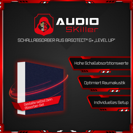 AUDIO SKiller 1 Schallabsorber Element Level UP Quadrat aus Basotect G+® mit Akustikfilz in Nachtblau/Akustikverbesserung für Gamer, Streamer, Youtuber