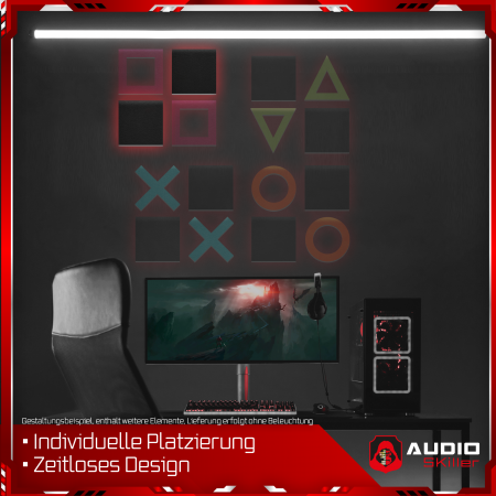 AUDIO SKiller 2 Schallabsorber Elemente Level UP Quadrate aus Basotect G+® mit Akustikfilz in Schwarz/Akustikverbesserung für Gamer, Streamer, Youtuber