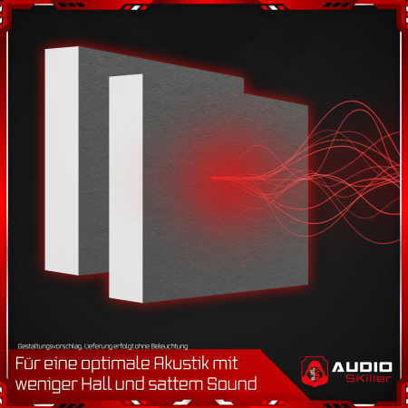 AUDIO SKiller 2 Schallabsorber Elemente Level UP Quadrate aus Basotect G+® mit Akustikfilz in Granitgrau/Akustikverbesserung für Gamer, Streamer, Youtuber