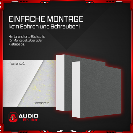 AUDIO SKiller 2 Schallabsorber Elemente Level UP Quadrate aus Basotect G+® mit Akustikfilz in Granitgrau/Akustikverbesserung für Gamer, Streamer, Youtuber