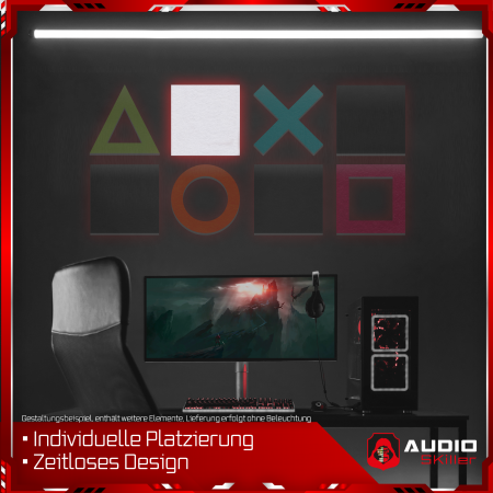 AUDIO SKiller 2 Schallabsorber Elemente Level UP Quadrate aus Basotect G+® mit Akustikfilz in Weiß/Akustikverbesserung für Gamer, Streamer, Youtuber