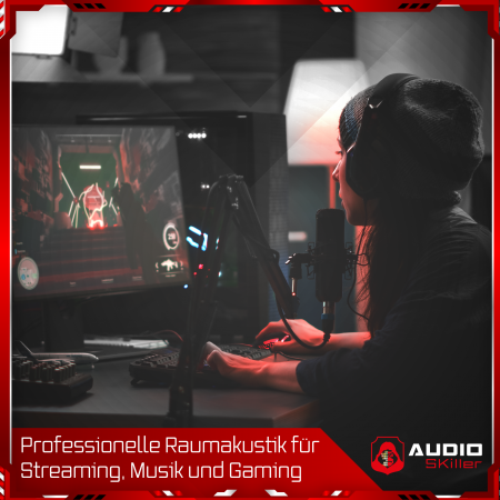 AUDIO SKiller 2 Schallabsorber Elemente Level UP Quadrate aus Basotect G+® mit Akustikfilz in Anthrazit/Akustikverbesserung für Gamer, Streamer, Youtuber