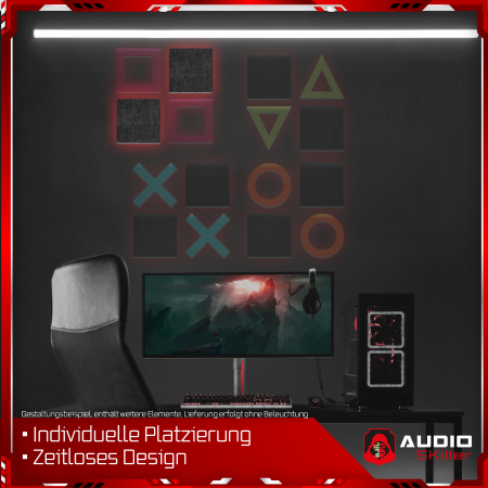 AUDIO SKiller 2 Schallabsorber Elemente Level UP Quadrate aus Basotect G+® mit Akustikfilz in Anthrazit/Akustikverbesserung für Gamer, Streamer, Youtuber