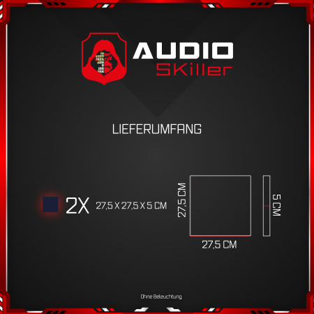 AUDIO SKiller 2 Schallabsorber Elemente Level UP Quadrate aus Basotect G+® mit Akustikfilz in Nachtblau/Akustikverbesserung für Gamer, Streamer, Youtuber