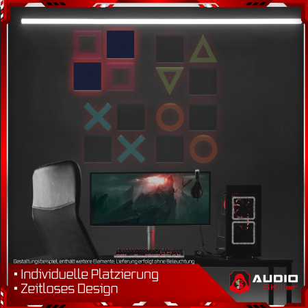 AUDIO SKiller 2 Schallabsorber Elemente Level UP Quadrate aus Basotect G+® mit Akustikfilz in Nachtblau/Akustikverbesserung für Gamer, Streamer, Youtuber