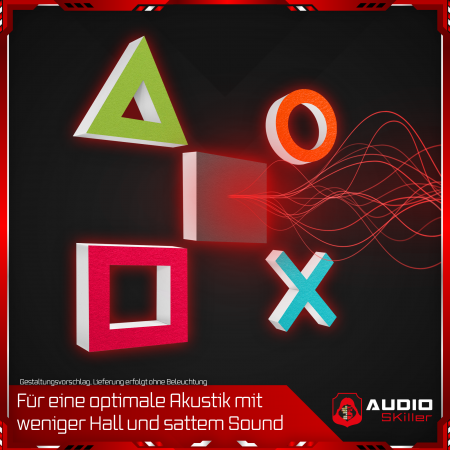 AUDIO SKiller 5 Schallabsorber Set #02 Level UP aus Basotect G+® mit Akustikfilz/Akustikverbesserung für Gamer, Streamer, Youtuber