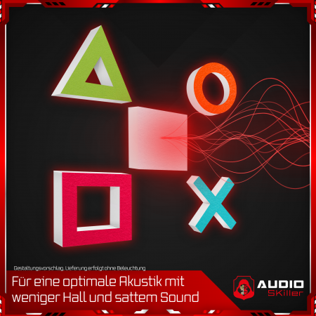 AUDIO SKiller 5 Schallabsorber Set #03 Level UP aus Basotect G+® mit Akustikfilz/Akustikverbesserung für Gamer, Streamer, Youtuber