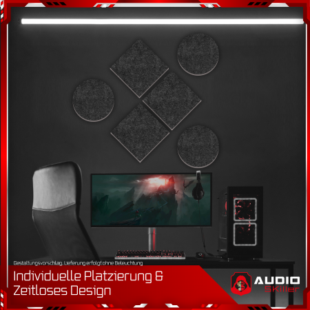 AUDIO SKiller 6 Schallabsorber Set Level UP aus Basotect G+® mit Akustikfilz in Anthrazit/Akustikverbesserung für Gamer, Streamer, Youtuber