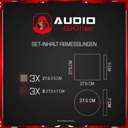 AUDIO SKiller 6 Schallabsorber Set Level UP aus Basotect G+® mit Akustikfilz in Anthrazit & Granitgrau/Akustikverbesserung für Gamer, Streamer, Youtuber