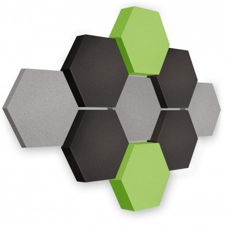Edition LOFT Honeycomb - 9 absorbers made of Basotect ® - Colour: Platinum + Anthracite + Lime