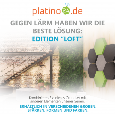 Edition LOFT Honeycomb - 9 Absorber aus Basotect ® - Farbe: Platinum + Anthracite + Lime