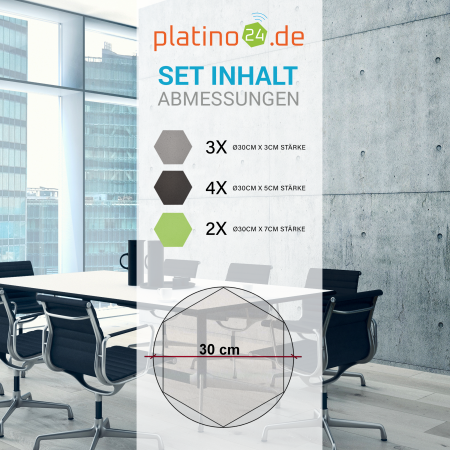 Edition LOFT Honeycomb - 9 Absorber aus Basotect ® - Farbe: Platinum + Anthracite + Lime