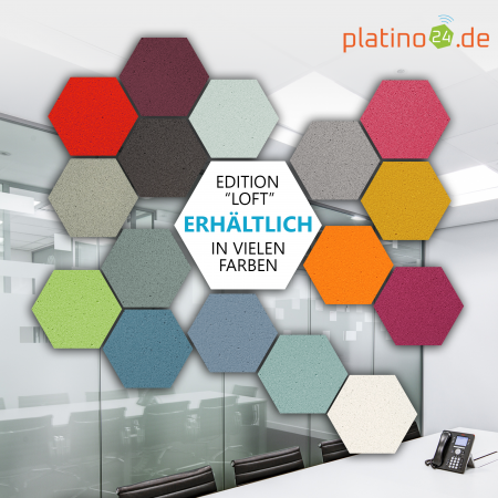 Edition LOFT Honeycomb - 9 Absorber aus Basotect ® - Farbe: Platinum + Anthracite + Lime