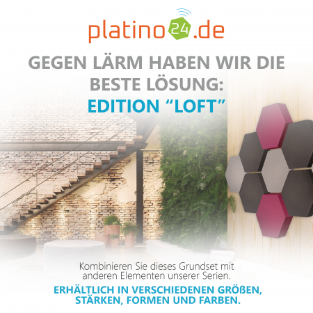Edition LOFT Honeycomb - 9 Absorber aus Basotect ® - Farbe: Platinum + Anthracite + Crimson