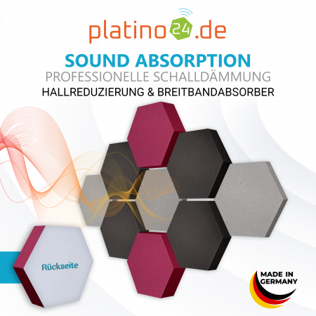 Edition LOFT Honeycomb - 9 Absorber aus Basotect ® - Farbe: Platinum + Anthracite + Crimson