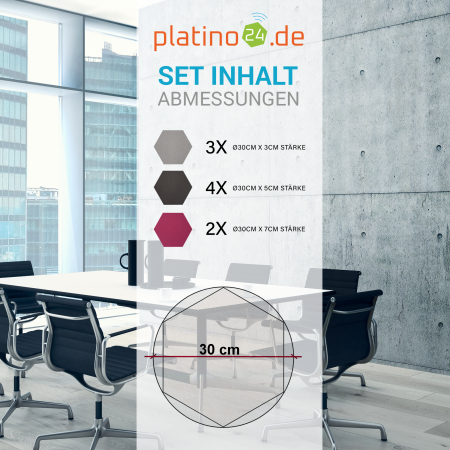 Edition LOFT Honeycomb - 9 Absorber aus Basotect ® - Farbe: Platinum + Anthracite + Crimson